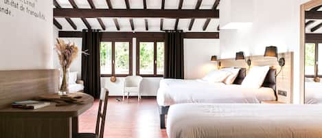 Individually decorated, individually furnished, desk, laptop workspace