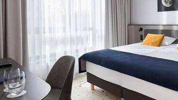 In-room safe, desk, laptop workspace, blackout drapes