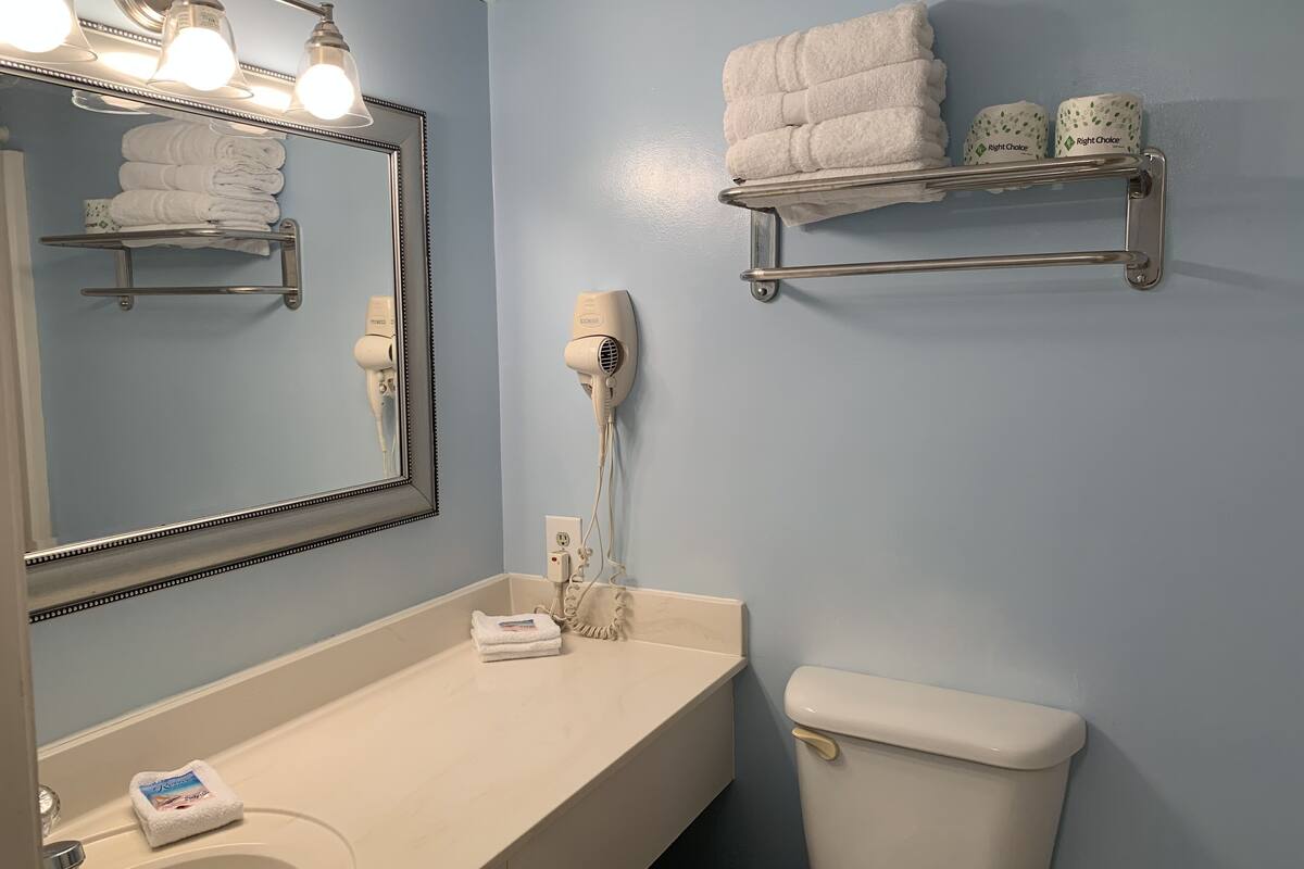 room, 1 queen bed, balcony, ocean view | bathroom | hair dryer, towels, soap, toilet paper