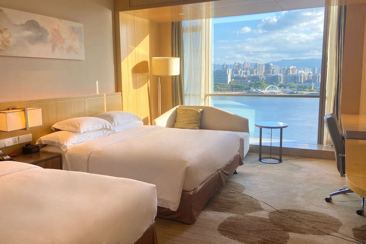 Standard Room, Multiple Beds, River View | 1 bedroom, in-room safe, desk, laptop workspace
