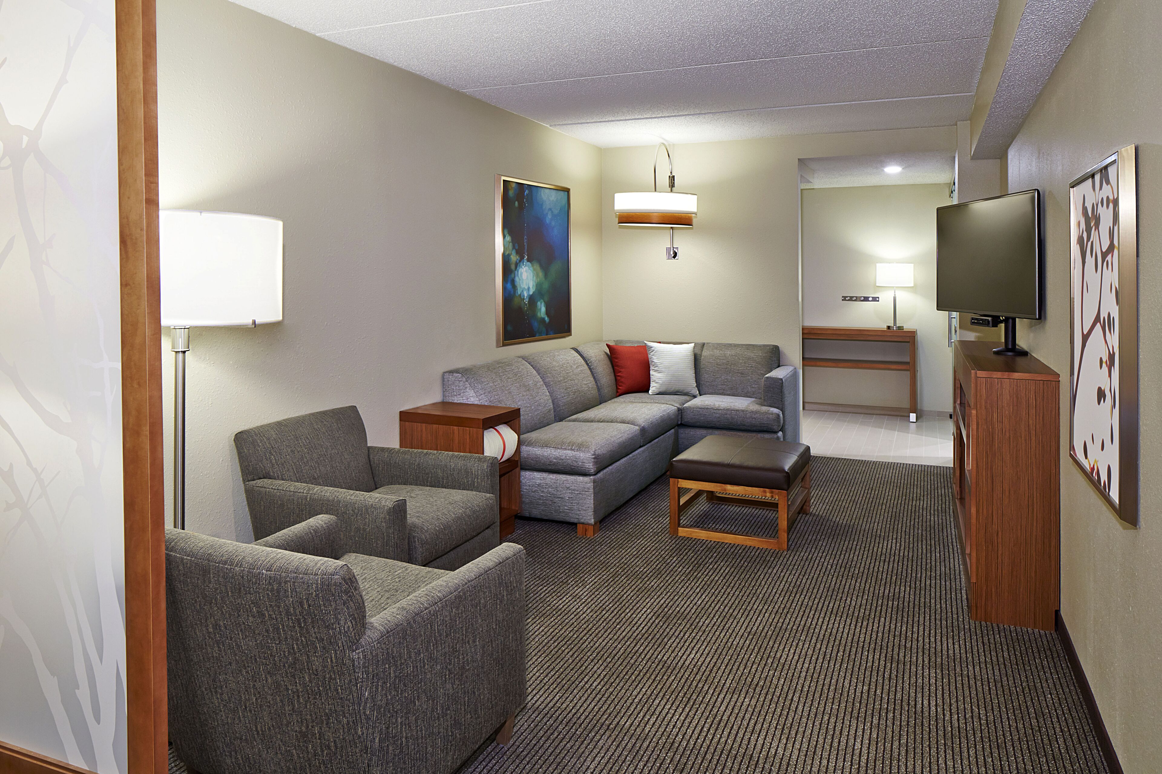 suite, 1 king bed, accessible (shower) | desk, laptop workspace, blackout curtains, iron/ironing board