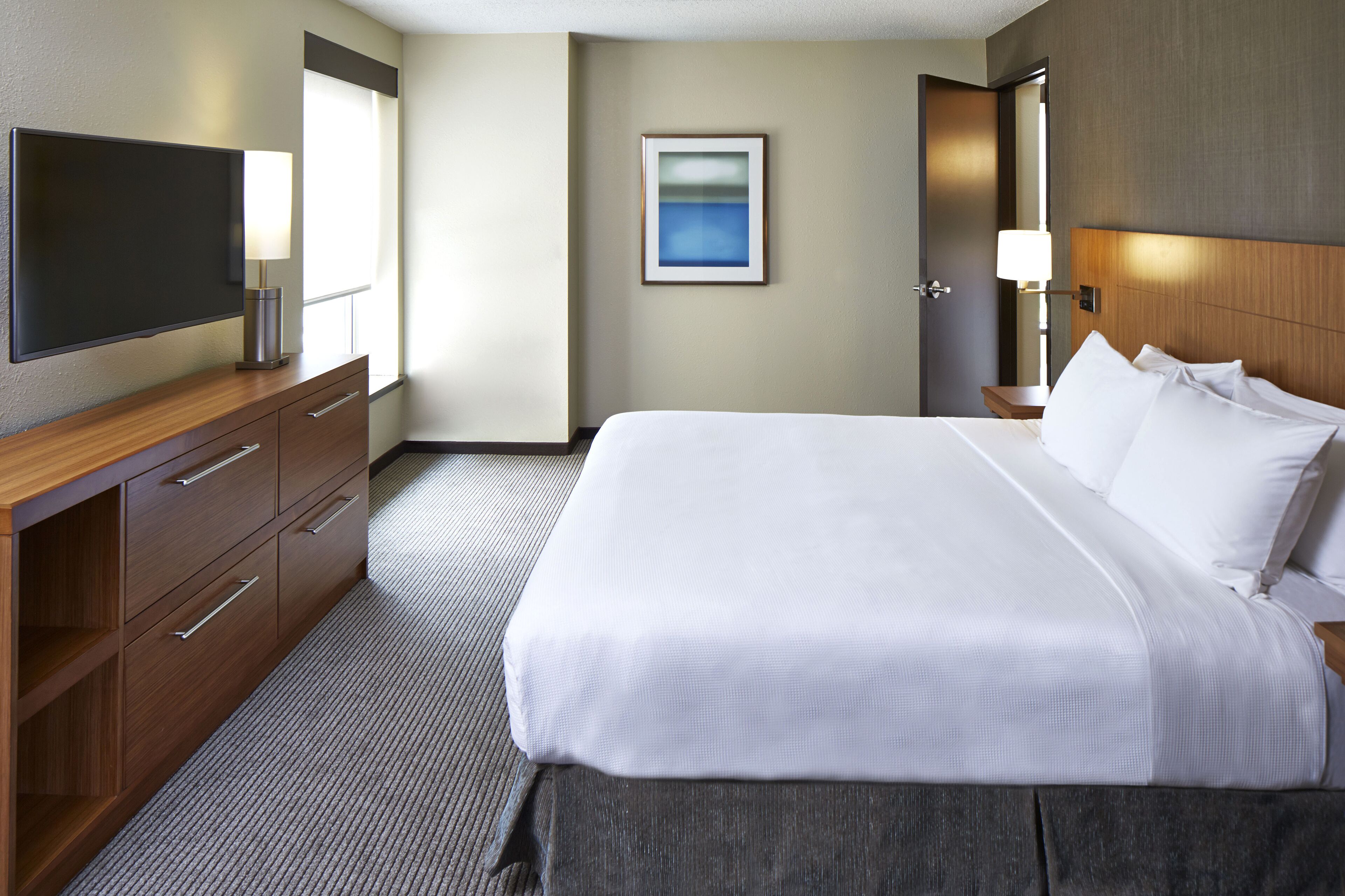 suite, 1 king bed, accessible (shower) | desk, laptop workspace, blackout curtains, iron/ironing board