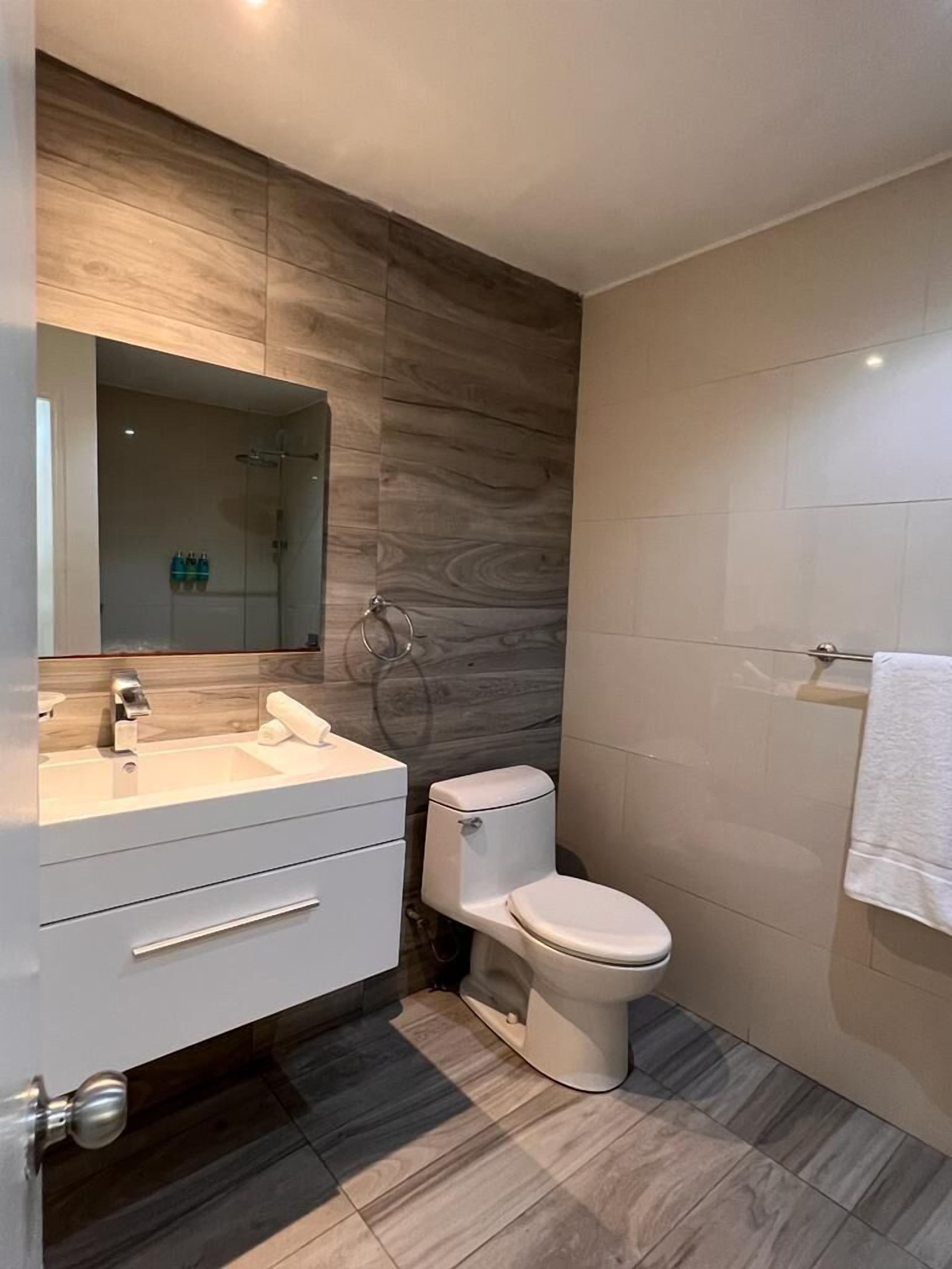 two bedroom villa | bathroom | shower, rainfall showerhead, free toiletries, hair dryer