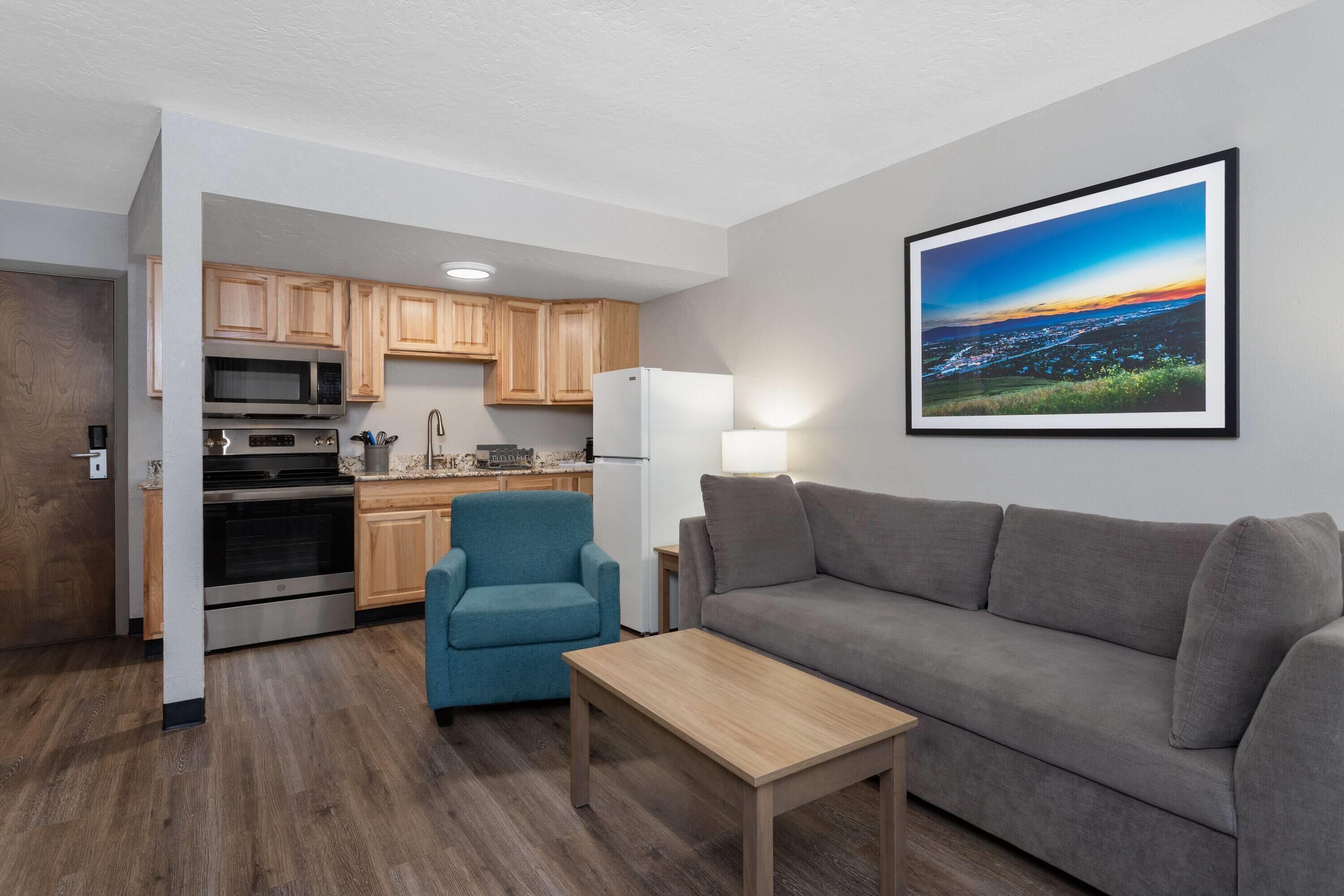 Deluxe Suite, 2 Queen Beds, Non Smoking | Desk, laptop workspace, blackout drapes, soundproofing