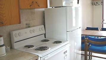 Full-size fridge, microwave, coffee/tea maker