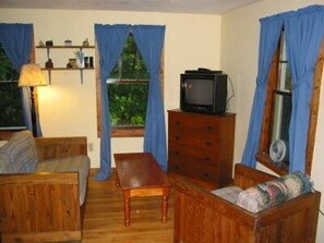 Birch Cottage, 1 Queen, 1 Full Futon | Living area - The Woods Lodge (Northfield)