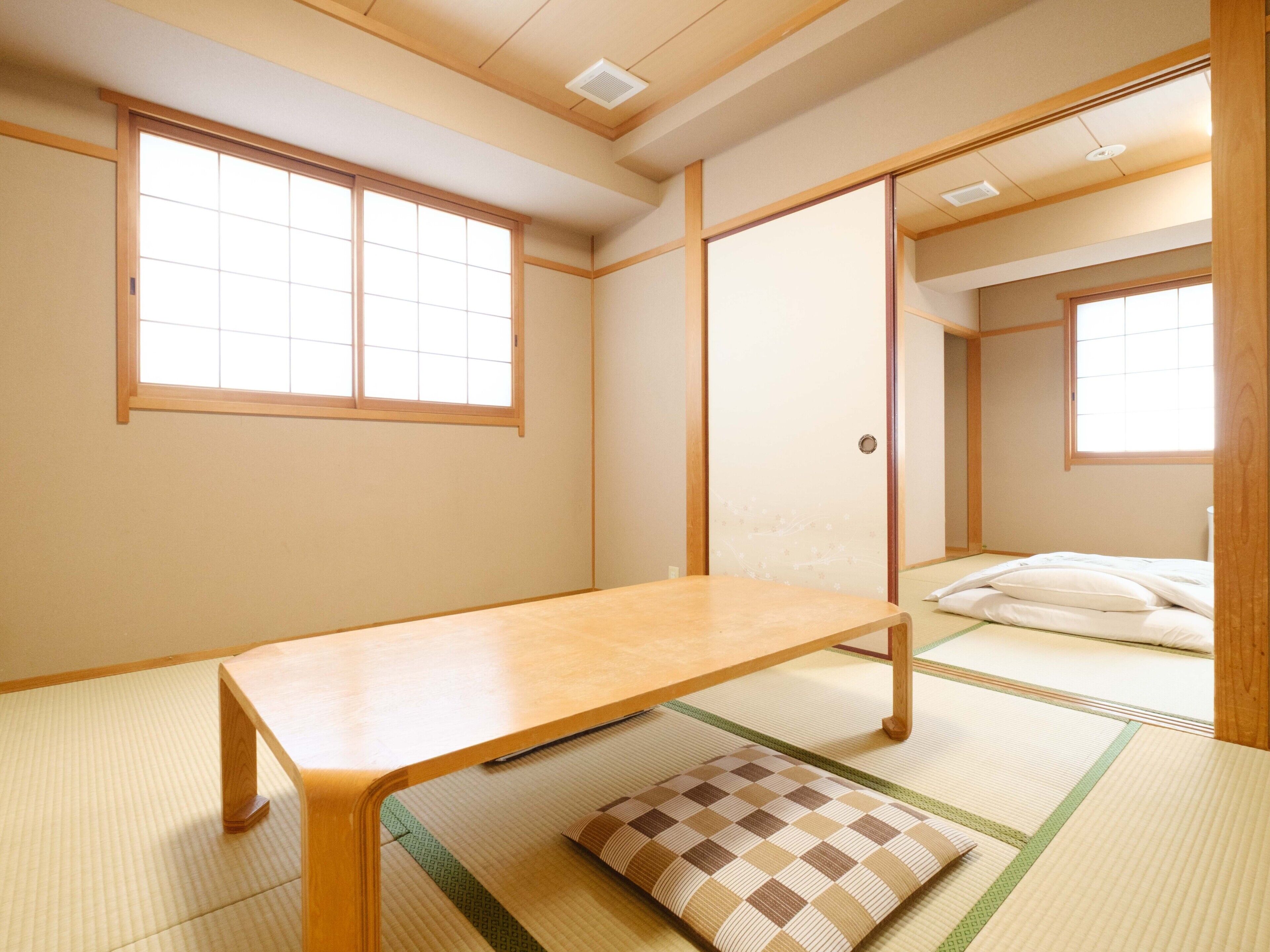 japanese style room (6+8 tatami-mats), non smokng | desk, iron/ironing board, free wifi, bed sheets