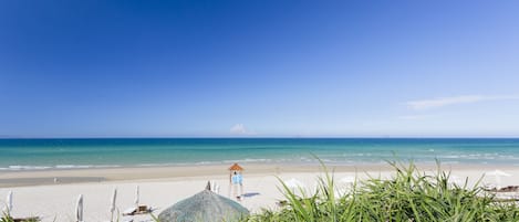 Private beach, sun loungers, beach umbrellas, beach towels