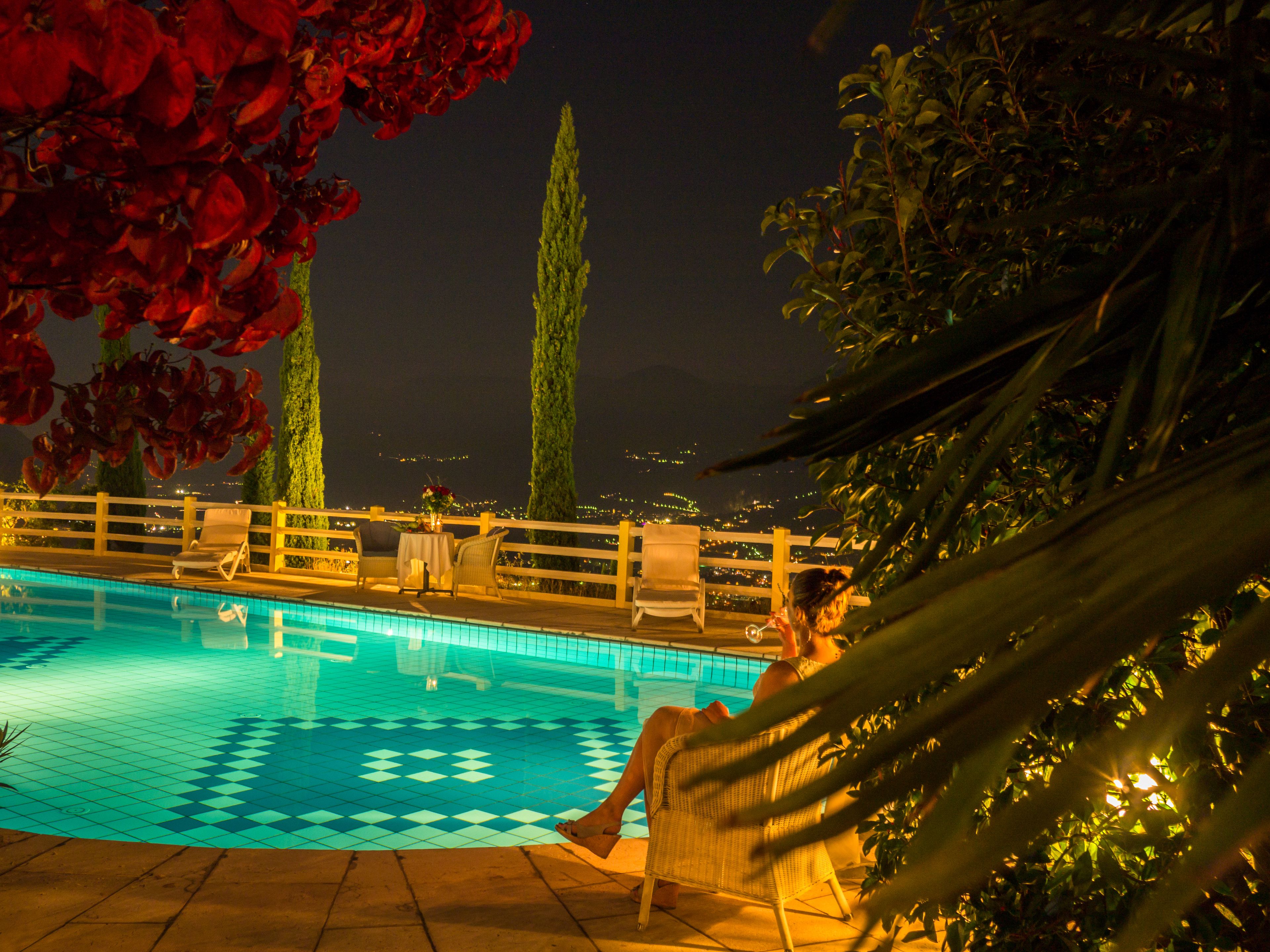 indoor pool, seasonal outdoor pool, pool umbrellas, pool loungers