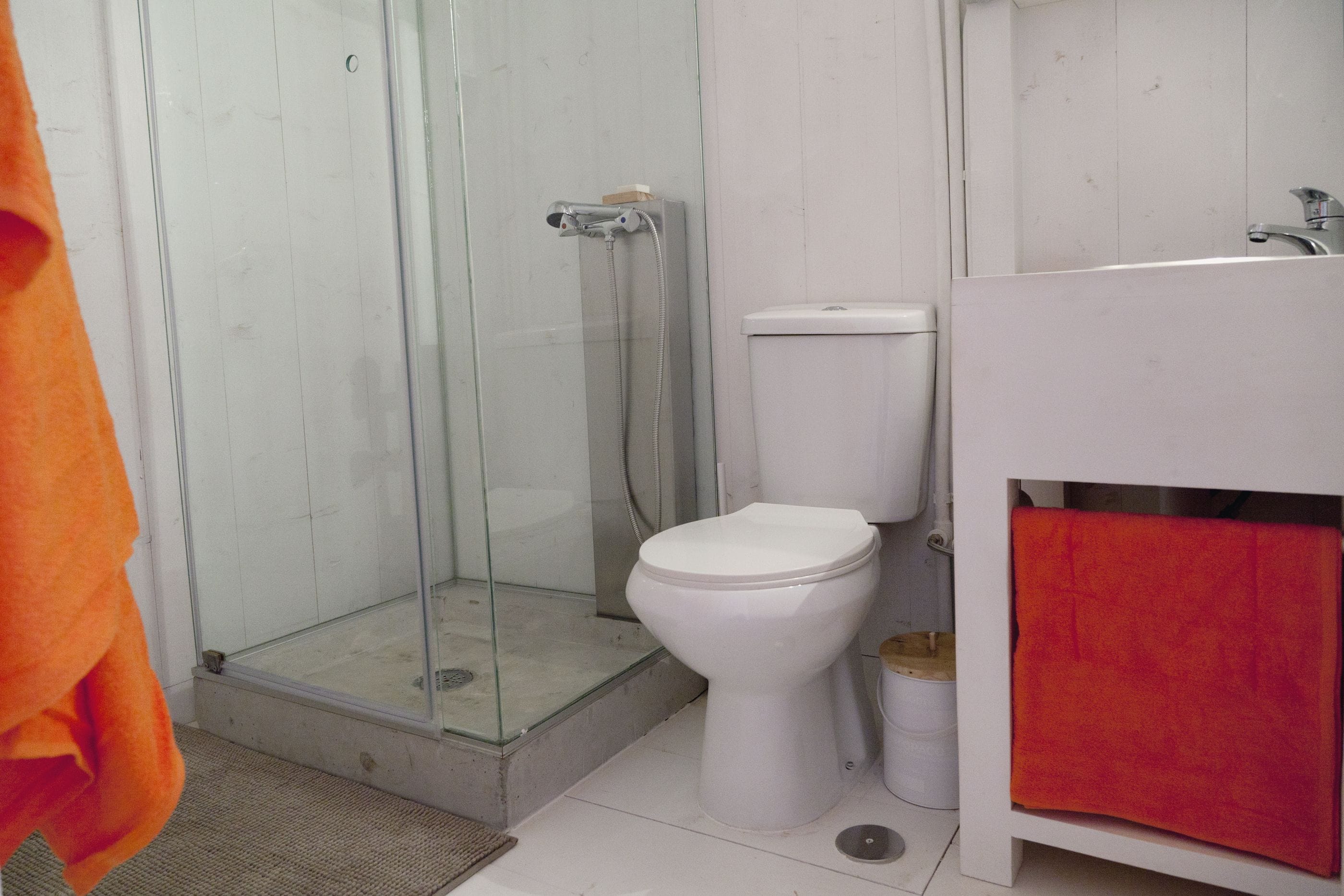 family room | bathroom | shower, rainfall showerhead, free toiletries, bidet