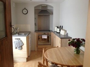 Fridge, microwave, dishwasher, coffee/tea maker