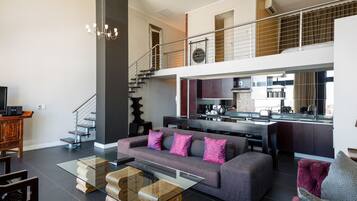 Penthouse, 2 Bedrooms (Rockwell) | Living area | LED TV