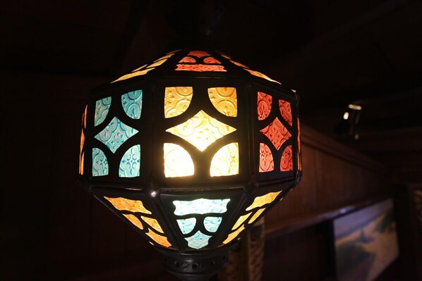A decorative lantern with intricate patterns.