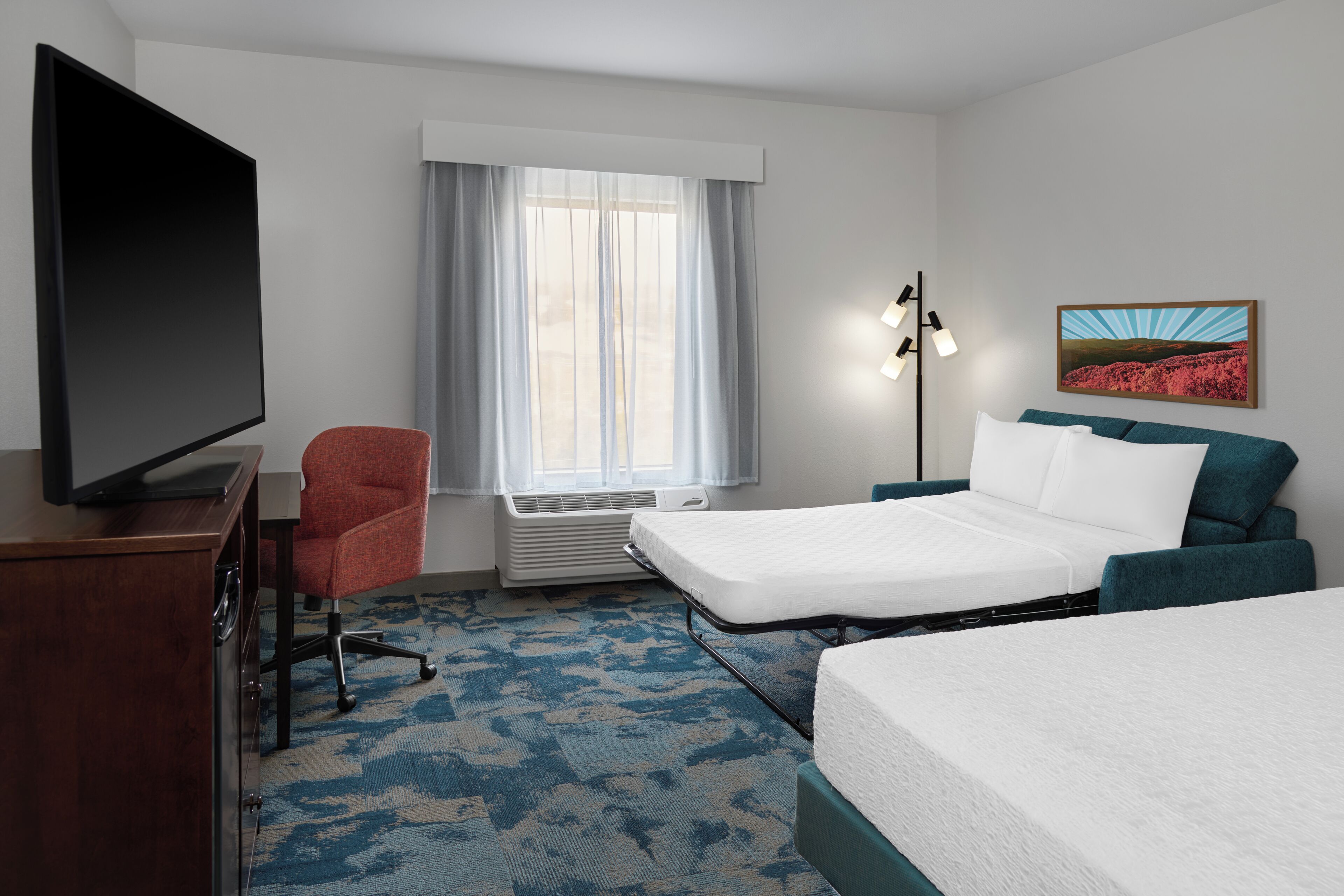 Hypo-allergenic bedding, pillowtop beds, in-room safe