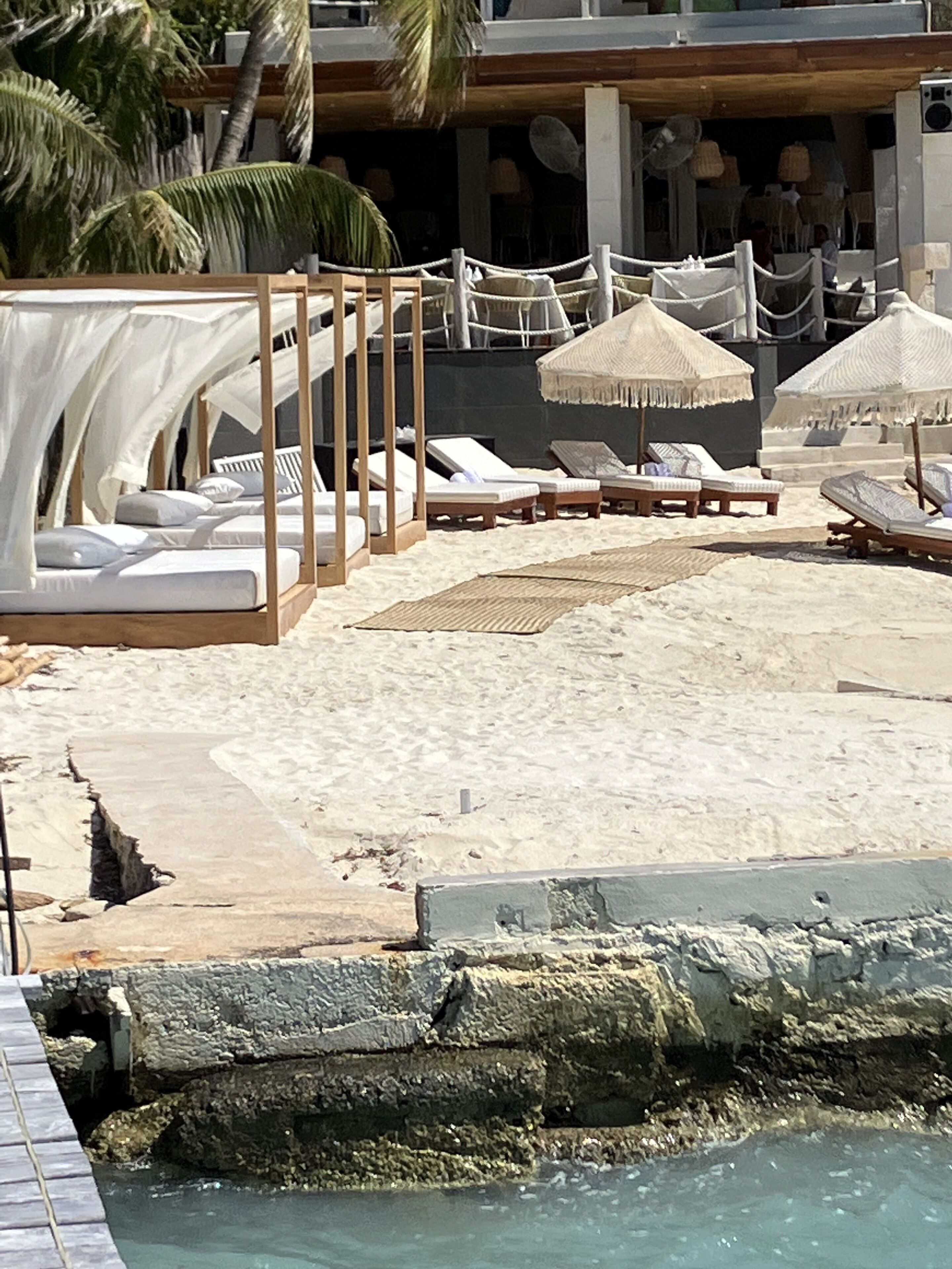 Private beach, white sand, sun loungers, snorkeling