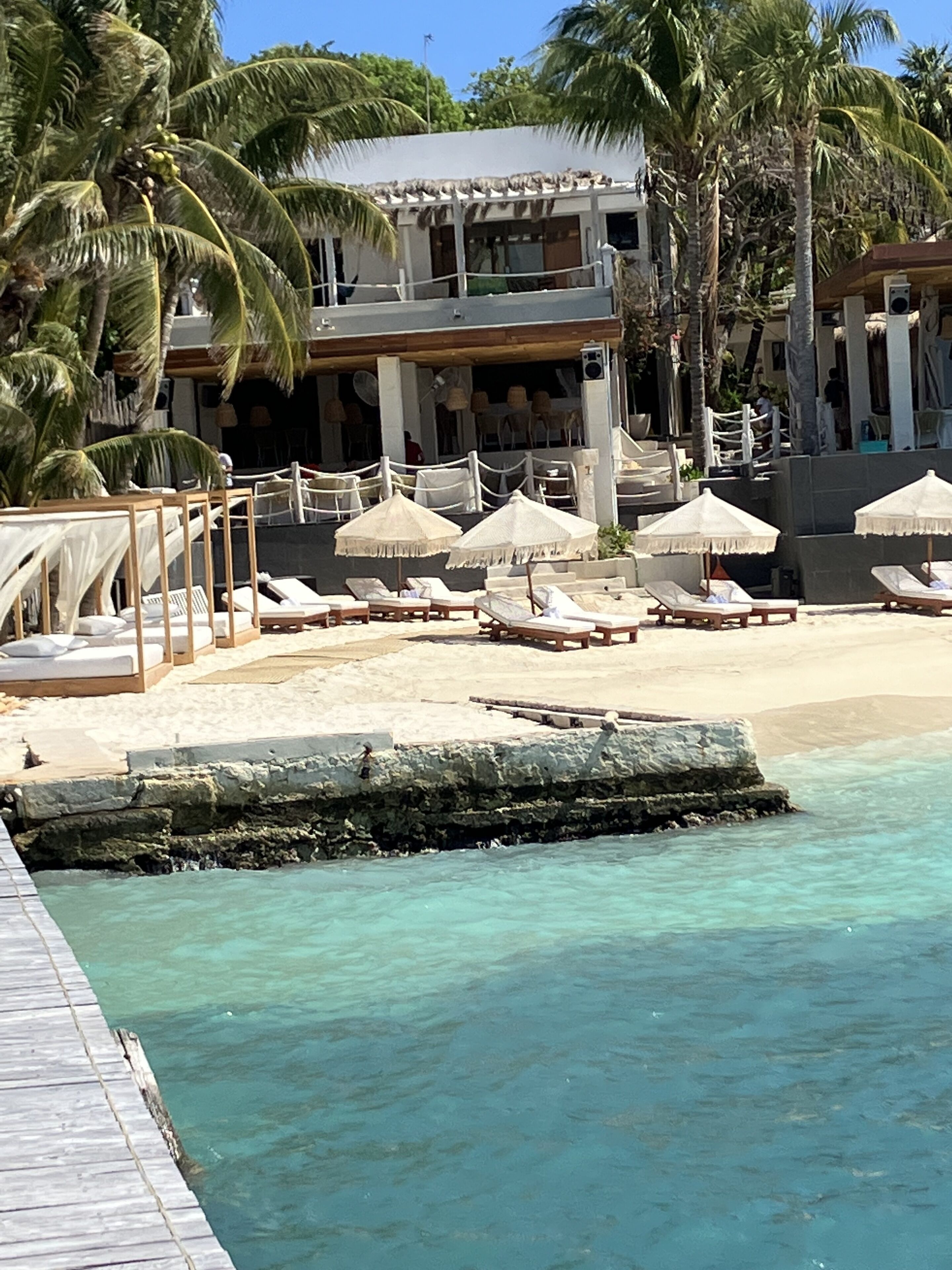 Private beach, white sand, sun loungers, snorkeling
