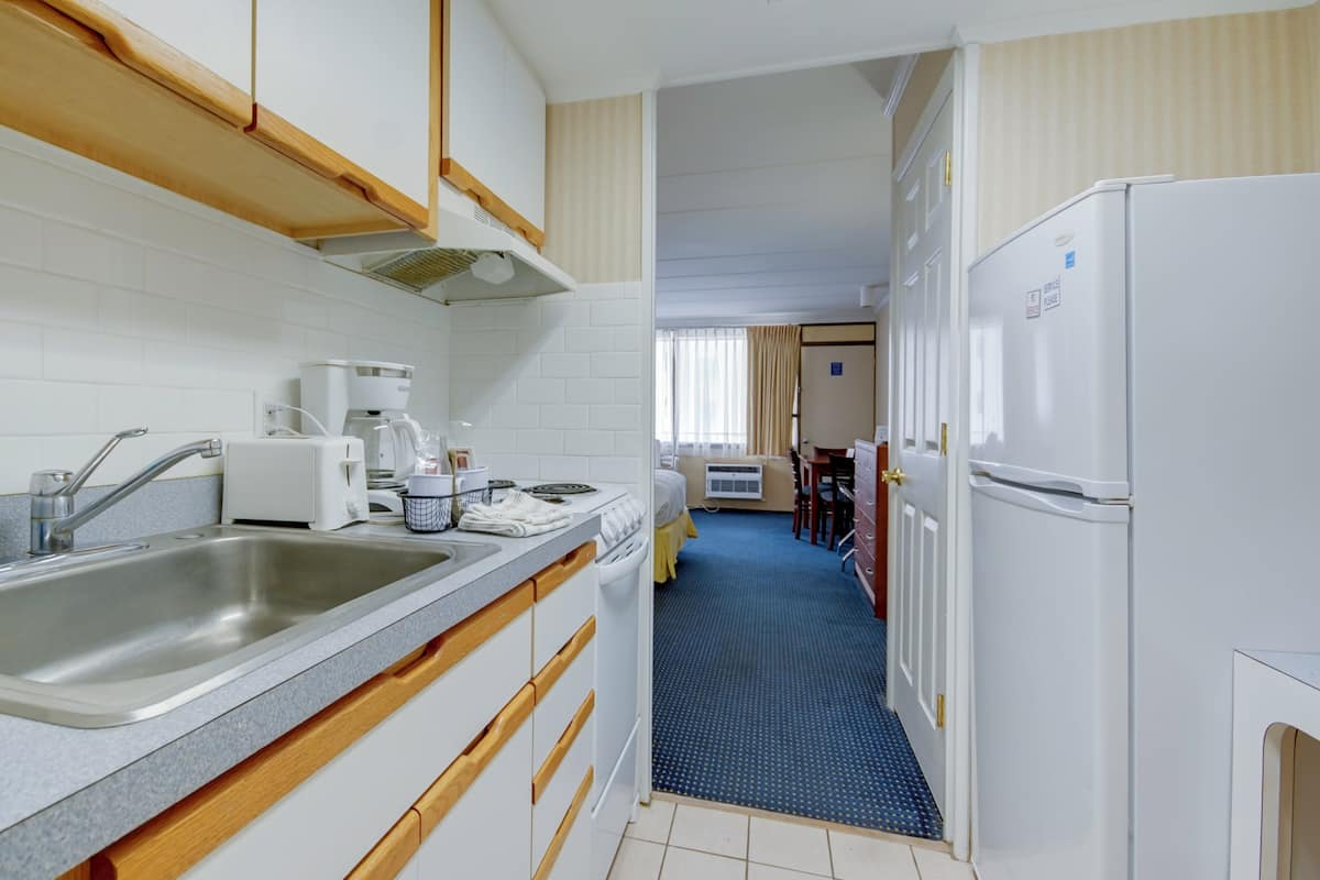 superior room, 2 double beds, kitchen | private kitchen | fridge, microwave, stovetop, coffee/tea maker