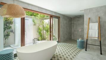Villa, 2 Bedrooms (Beach Pool) | Bathroom | Separate tub and shower, deep soaking tub, free toiletries, hair dryer