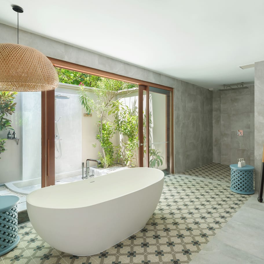 Villa, 2 Bedrooms (Beach Pool) | Bathroom | Separate tub and shower, deep soaking tub, free toiletries, hair dryer