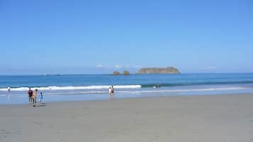 On the beach, surfing, kayaking