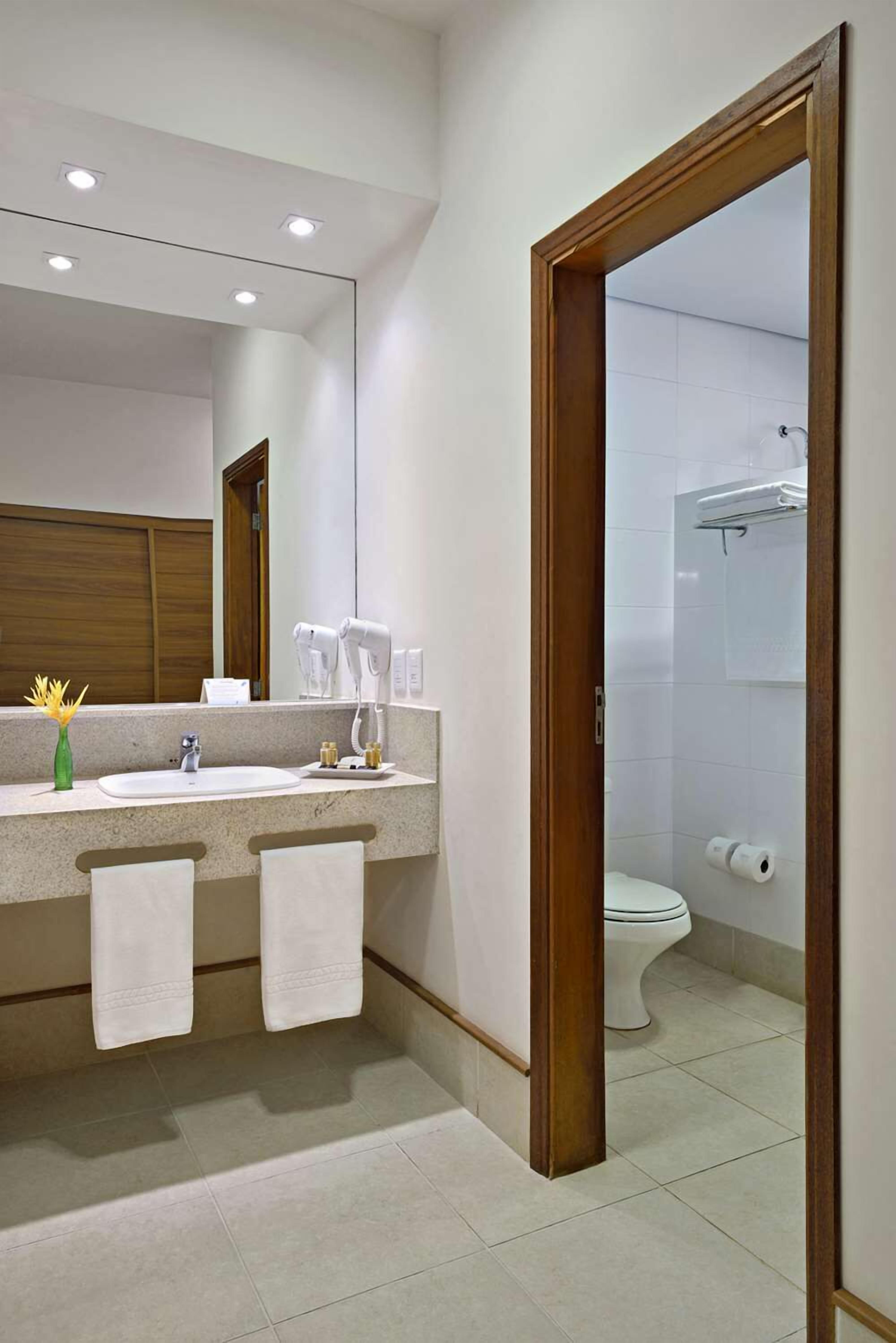 separate bathtub and shower, jetted bath, eco-friendly toiletries