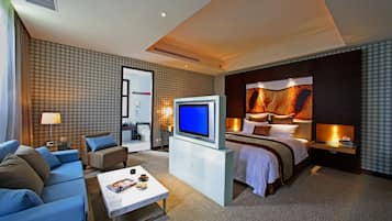 Premium bedding, down duvets, pillow-top beds, free minibar