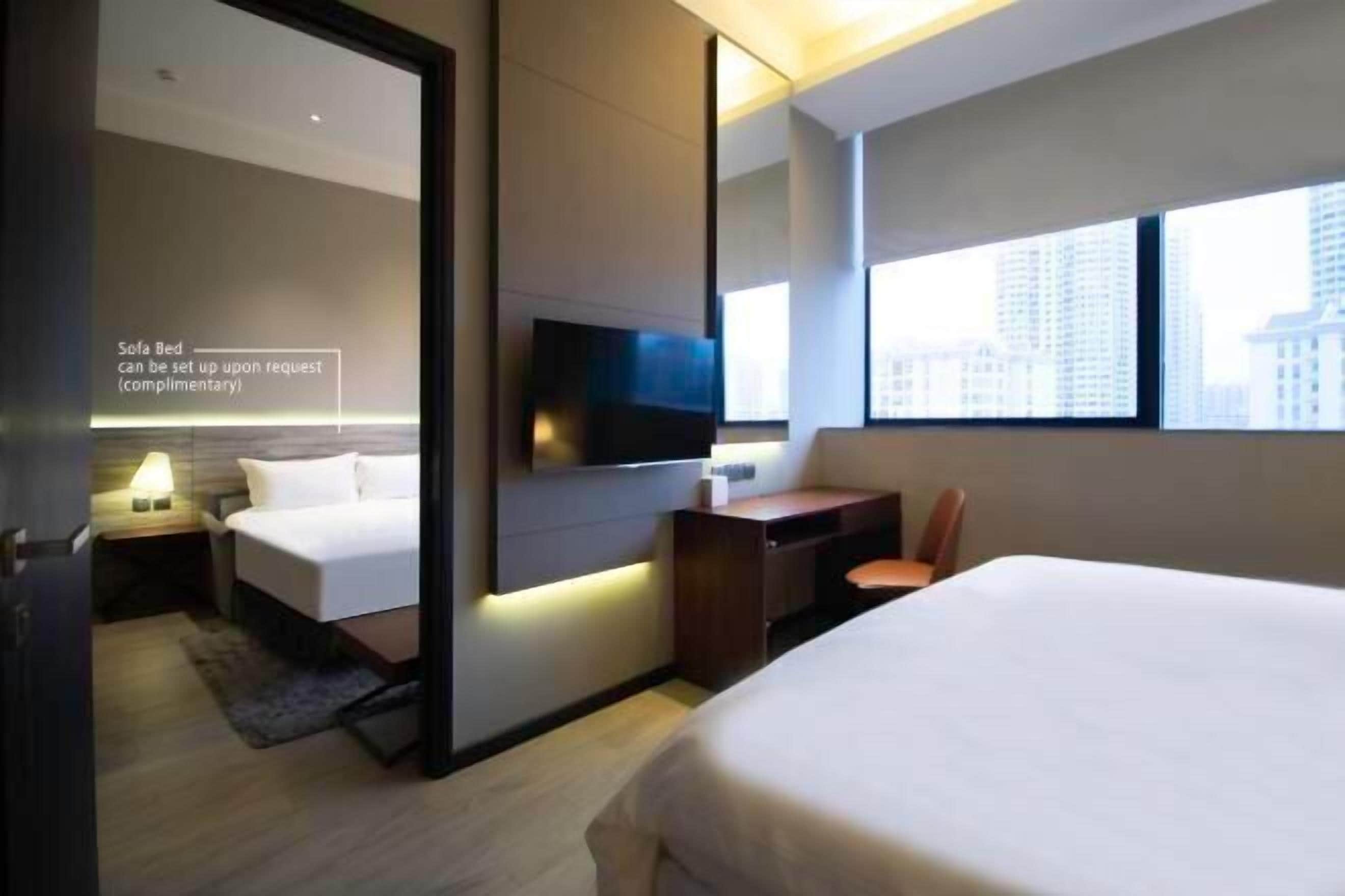 In-room safe, desk, laptop workspace, soundproofing