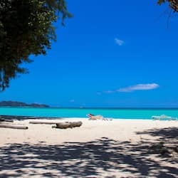 On the beach, white sand