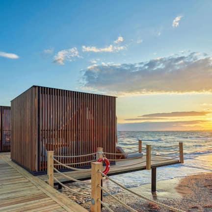 Private beach, sun loungers, beach umbrellas, beach towels
