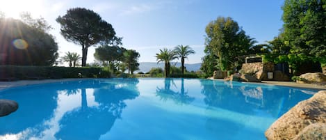 Outdoor pool, sun loungers