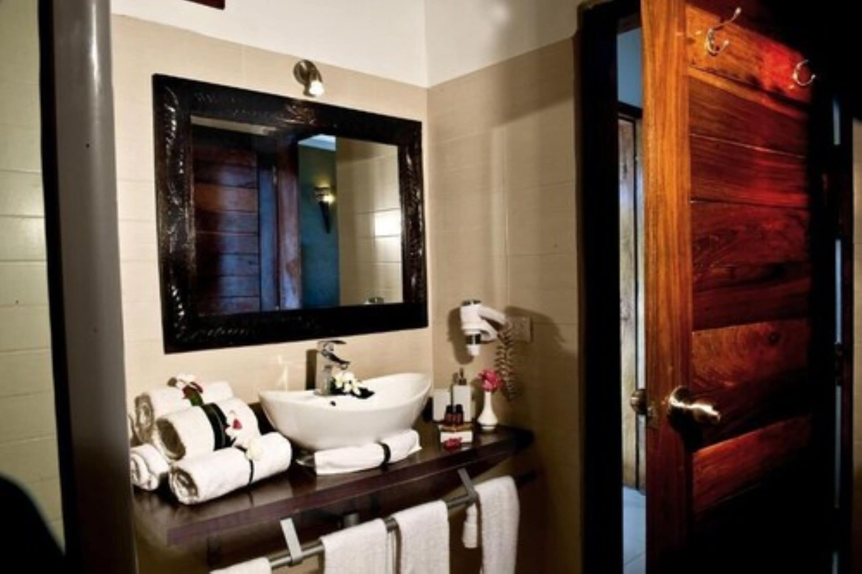 deluxe double room | bathroom | shower, free toiletries, hair dryer, towels