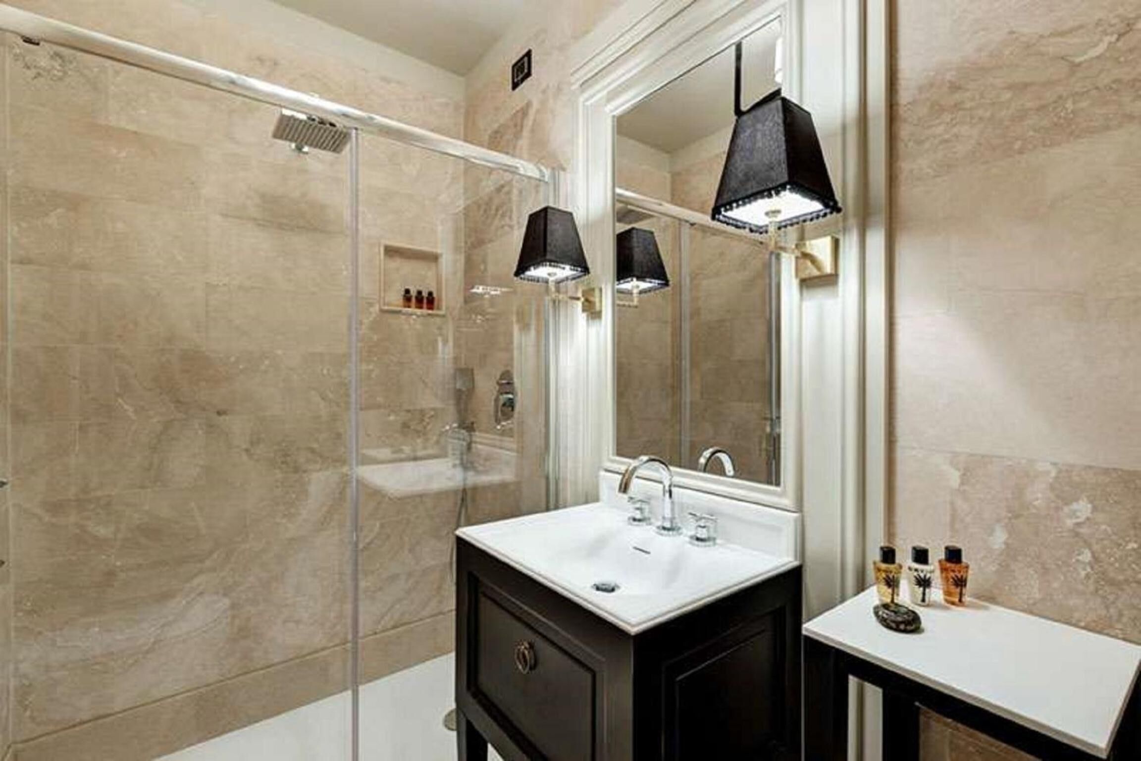 shower, free toiletries, hair dryer, bathrobes