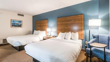 Desk, blackout curtains, soundproofing, iron/ironing board