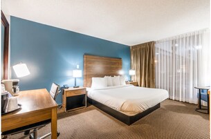 Desk, blackout drapes, soundproofing, iron/ironing board