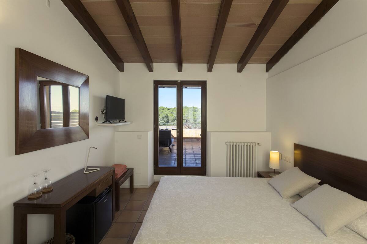 Chambre Double, terrasse, vue piscine