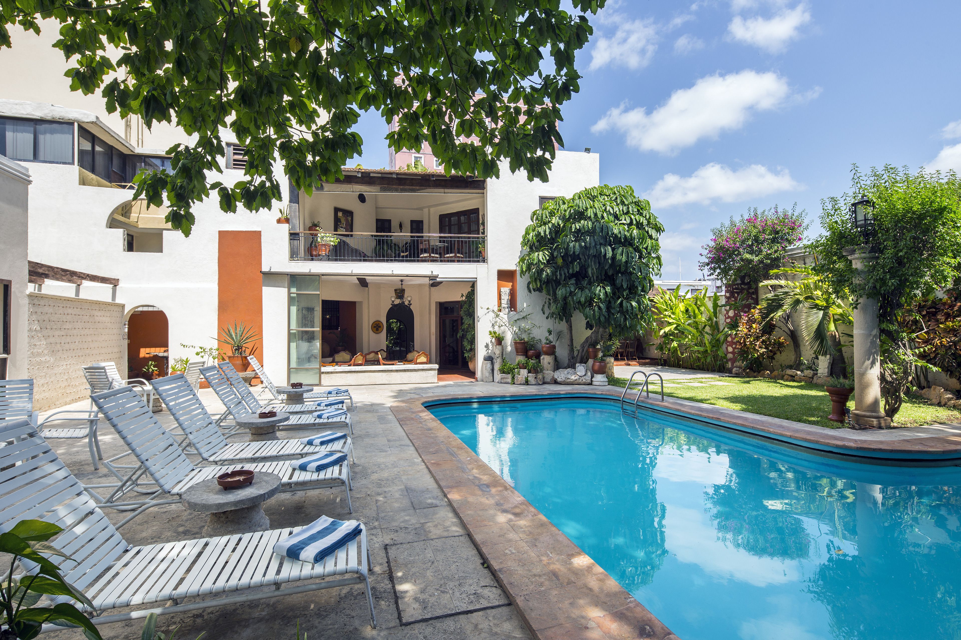 Outdoor pool, sun loungers