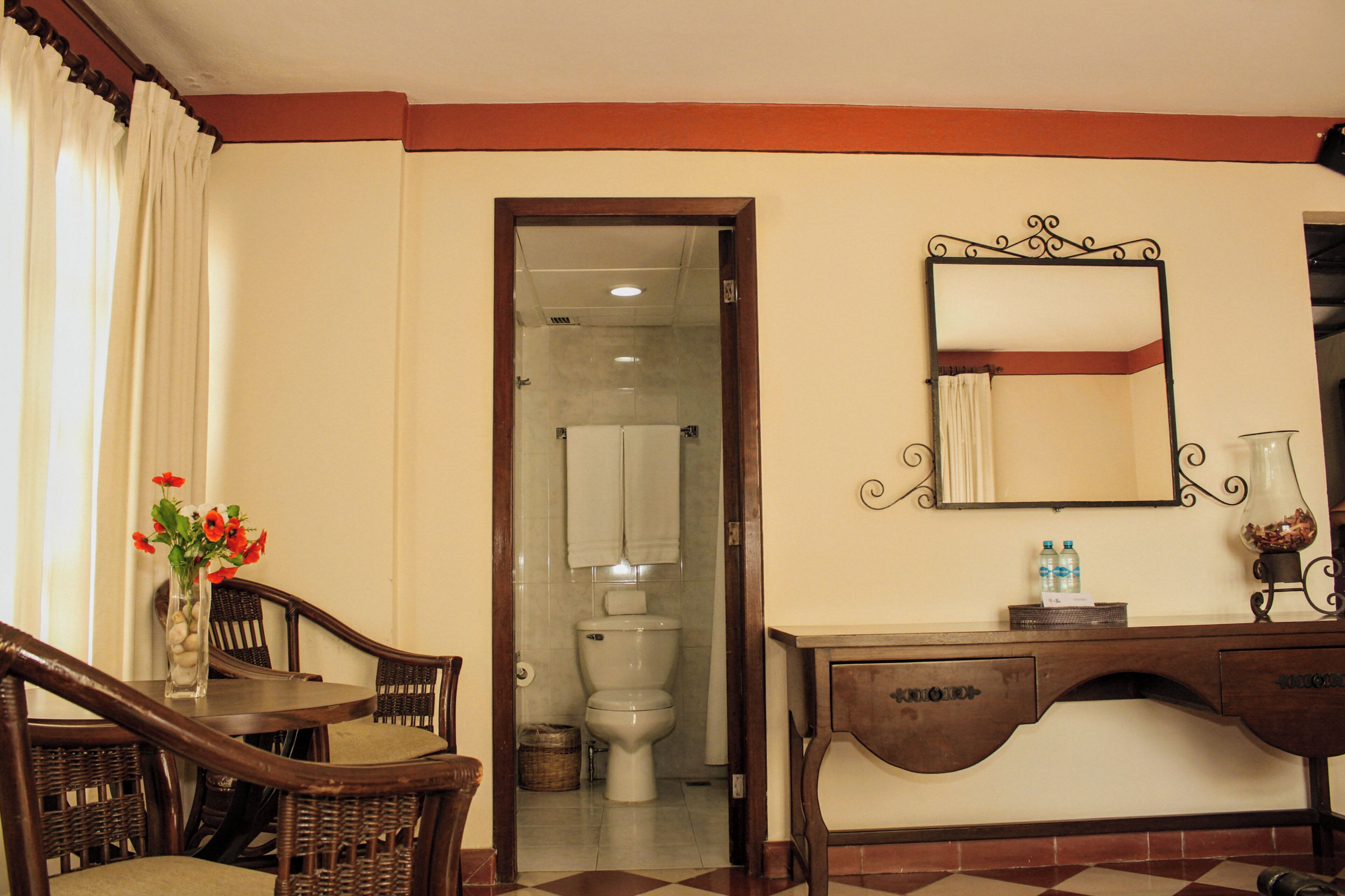 deluxe room | bathroom | designer toiletries, hair dryer, towels, soap