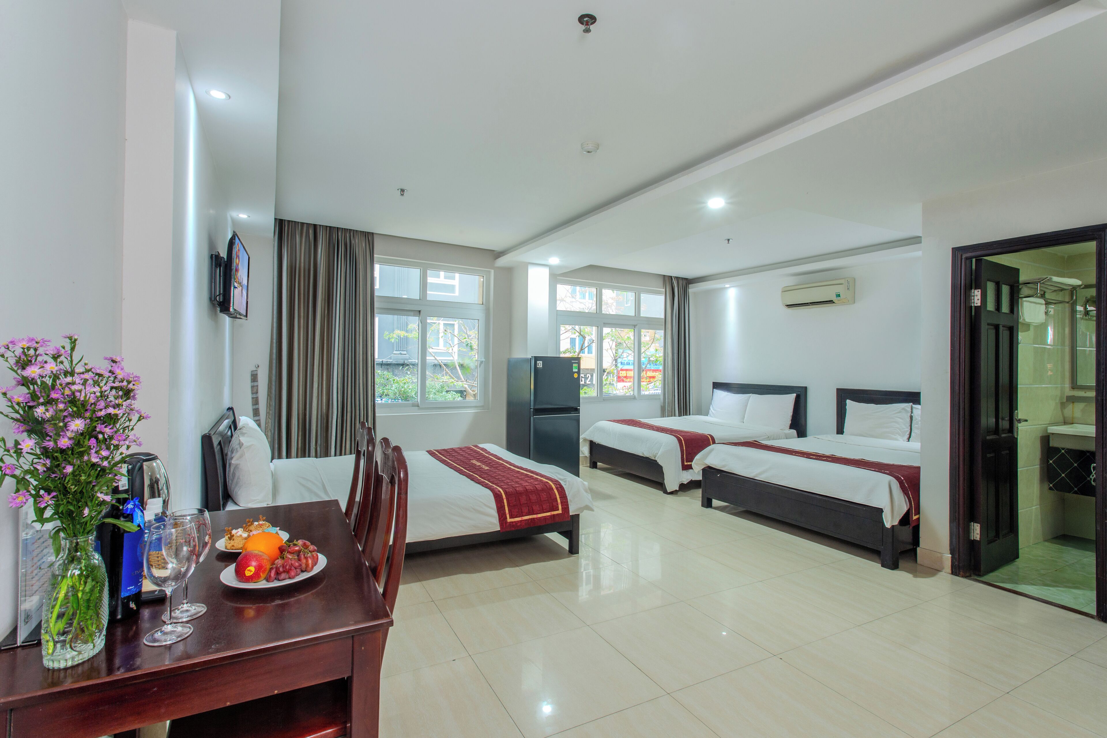 家庭双人房, 海景 | 迷你吧、办公桌、遮光窗帘、隔音