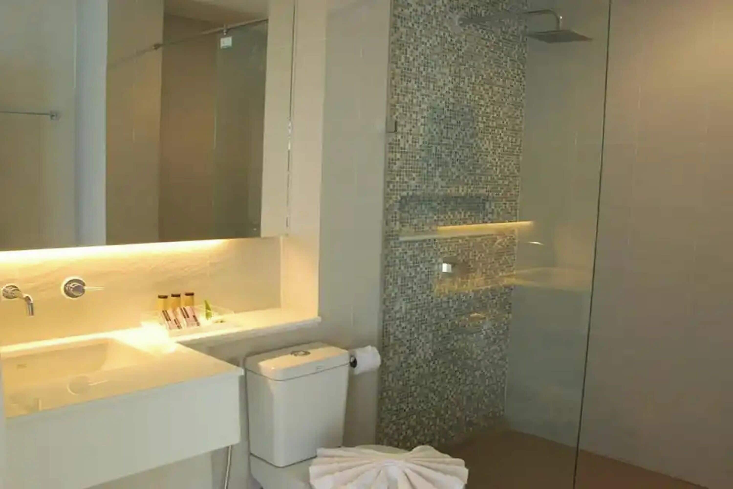 free toiletries, hair dryer, slippers, towels