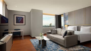 In-room safe, desk, laptop workspace, soundproofing