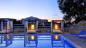 Outdoor pool, pool loungers