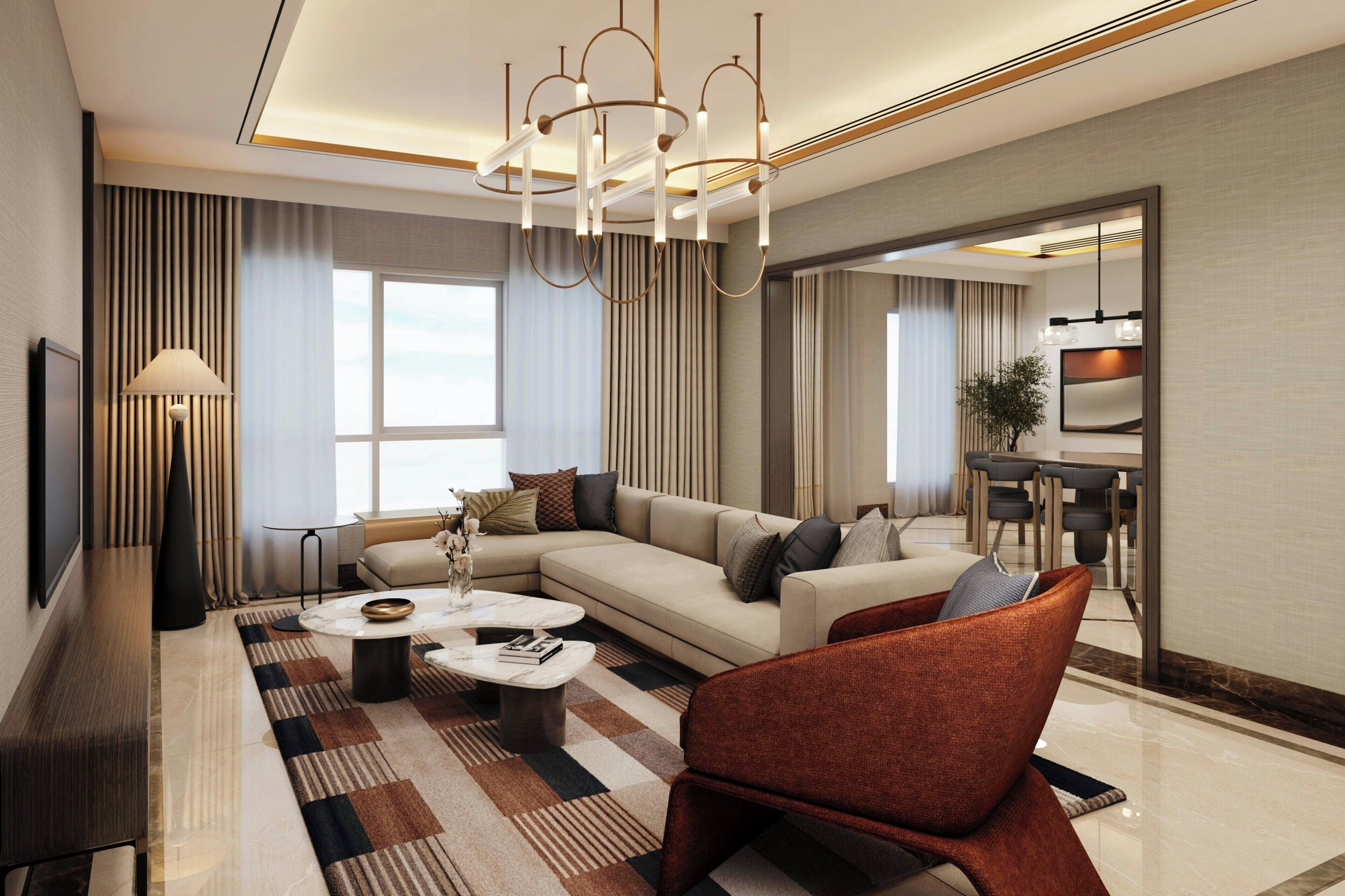 套房, 1 张特大床, 无烟房 | 客厅 | LED 电视