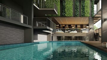 Indoor pool, pool loungers