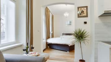 Exclusive Apartment, 1 Bedroom | Private kitchen | Full-sized fridge, microwave, stovetop, dishwasher