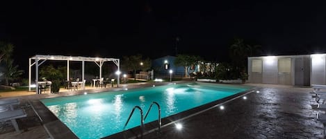 Outdoor pool, open 10:30 AM to 7:30 PM, sun loungers