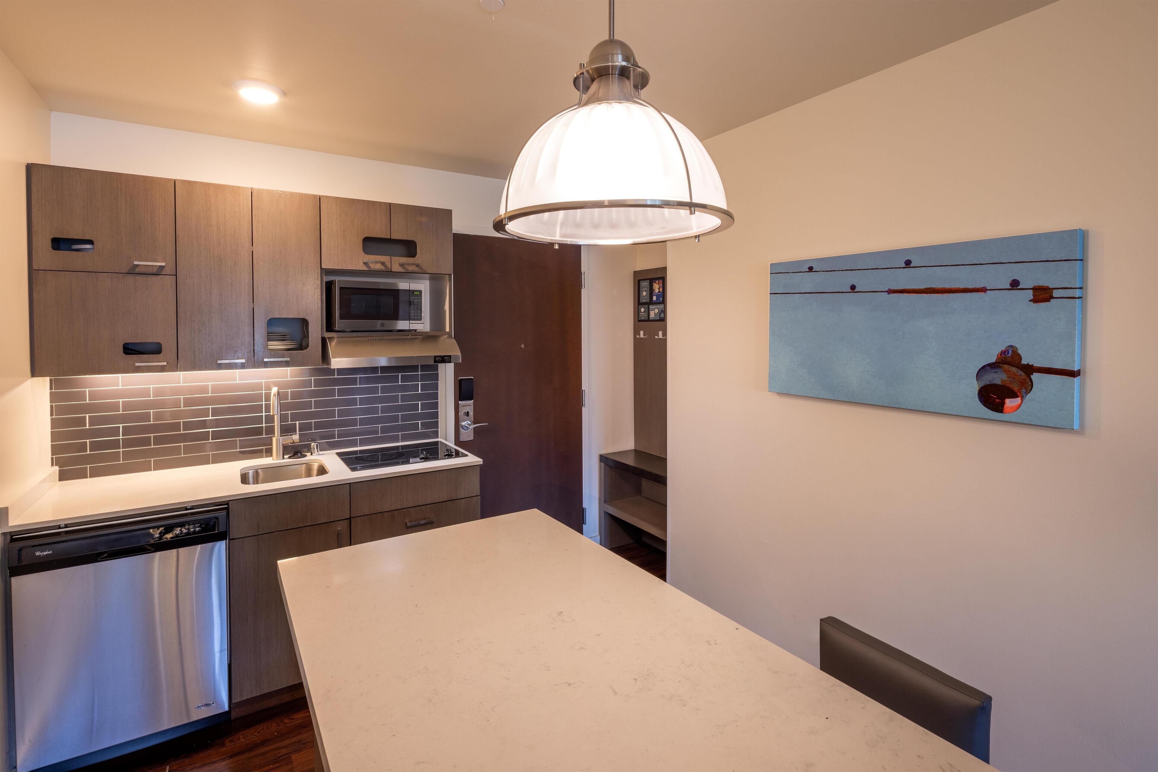 Fridge, microwave, coffee/tea maker