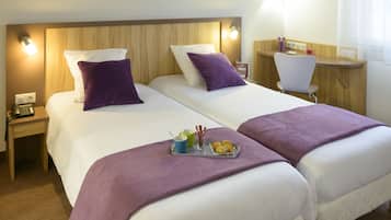 Desk, blackout curtains, soundproofing, iron/ironing board