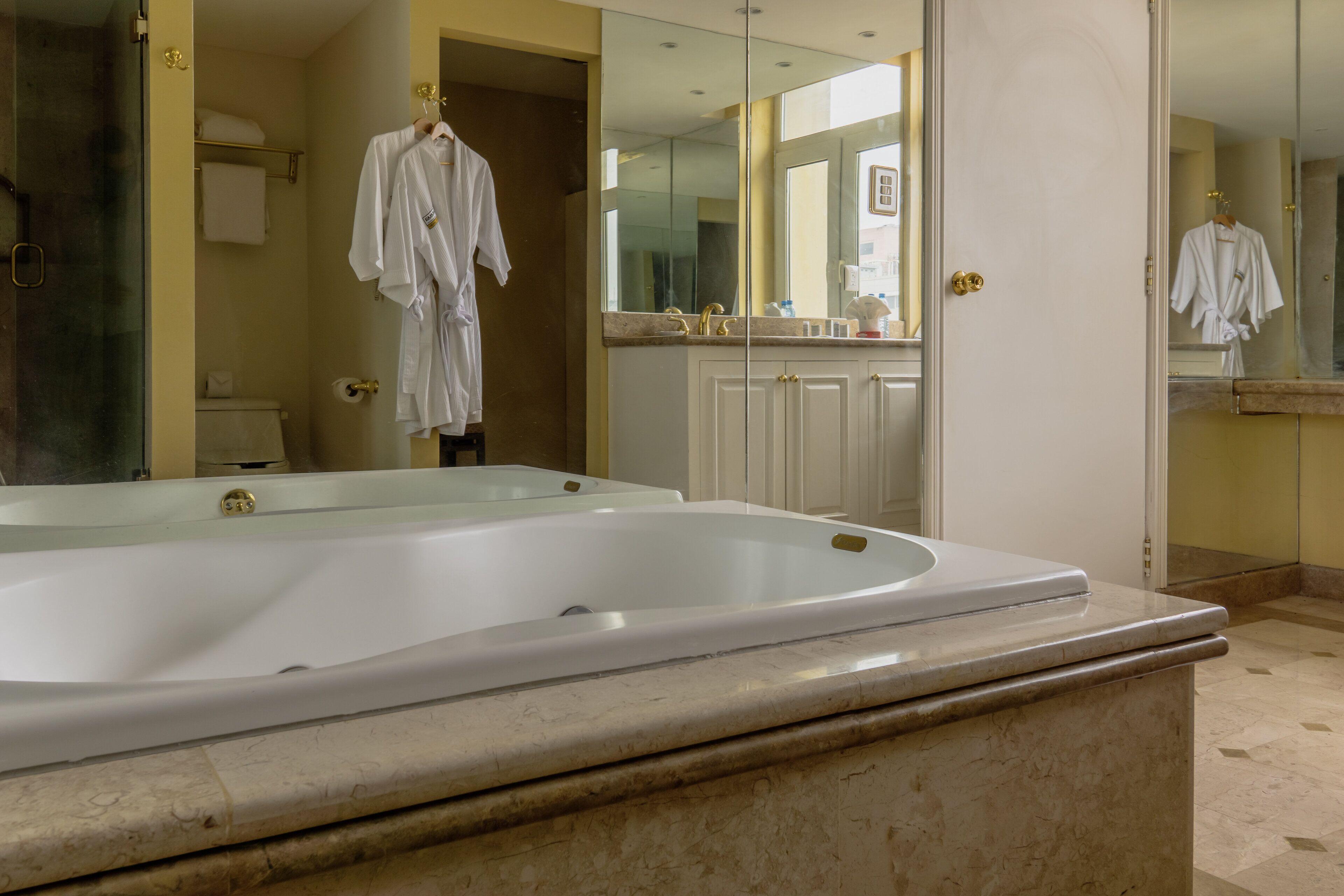 free toiletries, hair dryer, towels