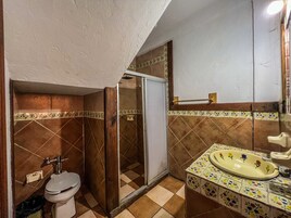 Cabin, 3 Bedrooms, Fireplace | Bathroom | Shower, hair dryer, towels