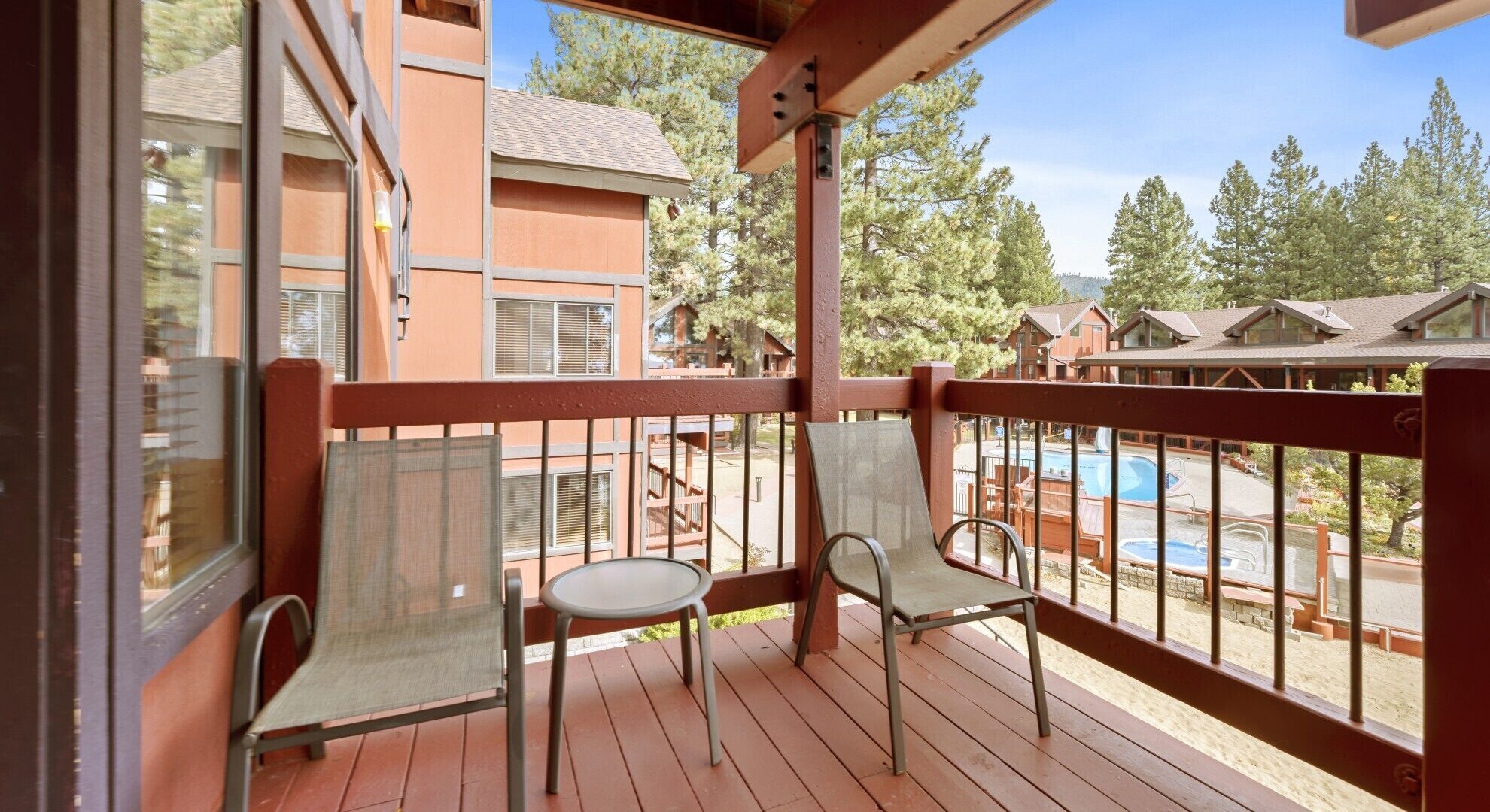 Standard Condo, 1 Queen Bed, Fireplace, Pool View | Terrace/patio